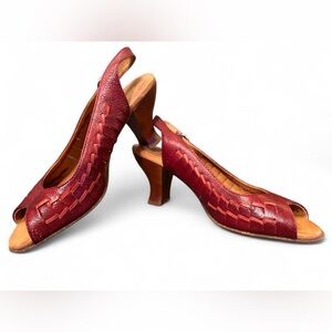 Naya Burgundy Leather Slingback Heels Size 7M